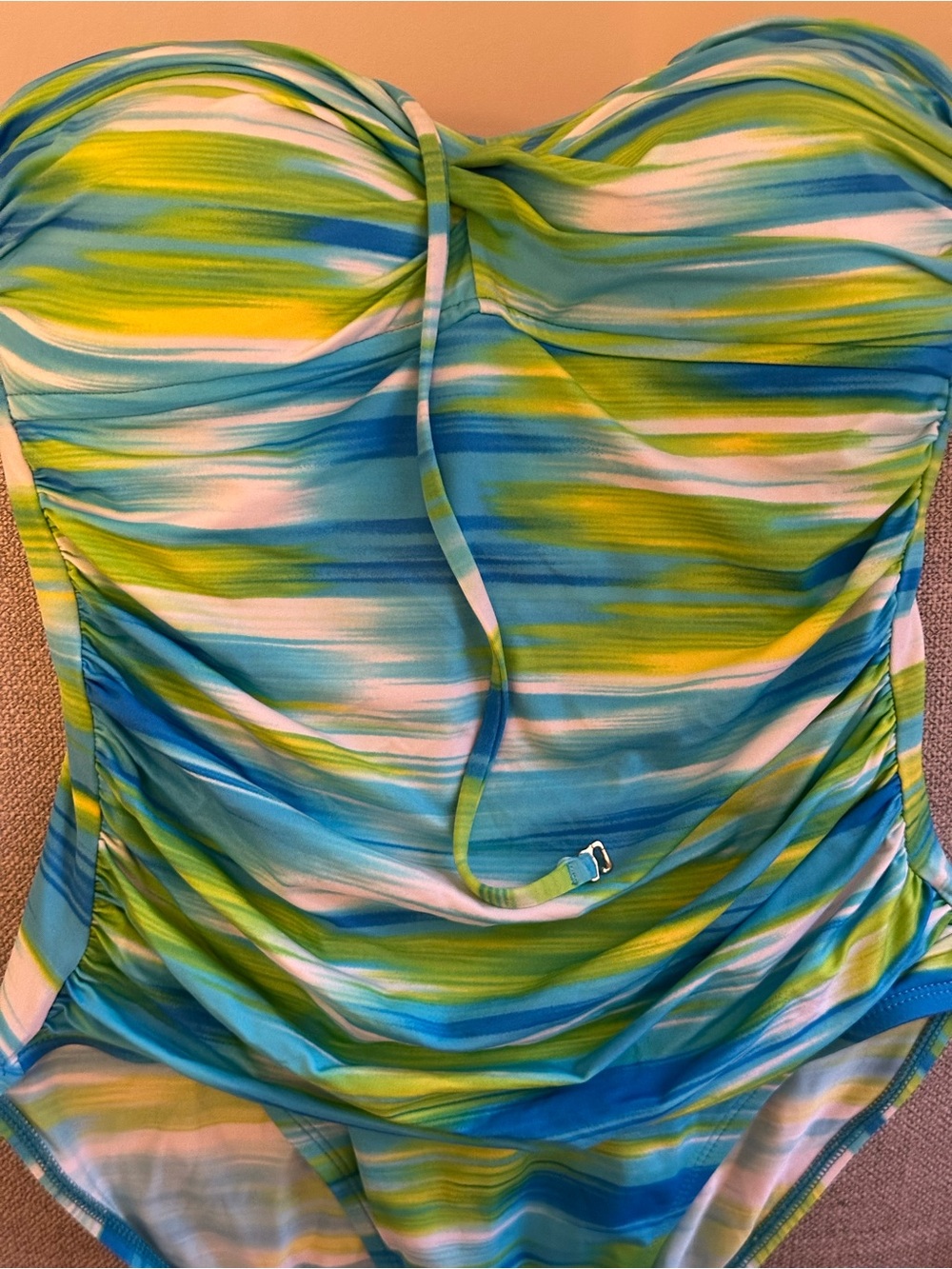 Nautica Women's Strapless One-Piece Swimsuit in Blue, Green & White